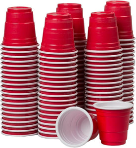 2OZ RED PLASTIC SHOT CUPS 20 CUPS/PK 24PK/CS