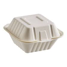 CONTAINER HINGED COMPOSTABLE BAGASSE 6'' X 6'' 500/CS.