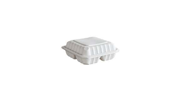 8 INCH CONTAINER PLASTIC WHITE 3 COMP. 150/CS.