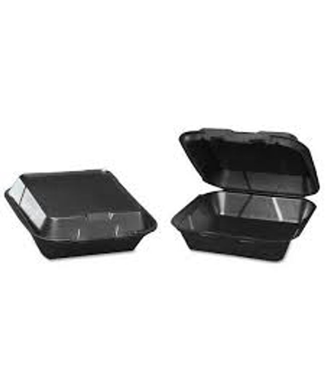 8 IN CONTAINER FOAM HINGED BLACK 1 COMP. 200/CS.
