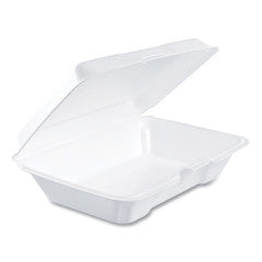 WHITE HINGED FOAM CONTAINER  9 X 6.5 X 2.5 2/100 CT