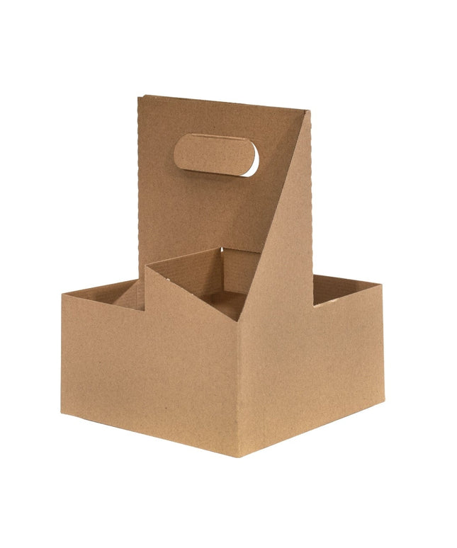 4-CUP KRAFT CUP CARRIER W/HANDLE 12-32 OZ 200/CS