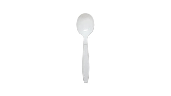 CUTLERY WRAPPED SOUP SPOON HVY DTY WHITE 1000/CS