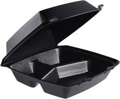 8 IN CONTAINER FOAM HINGED BLACK 3 COMP. 200/CS.