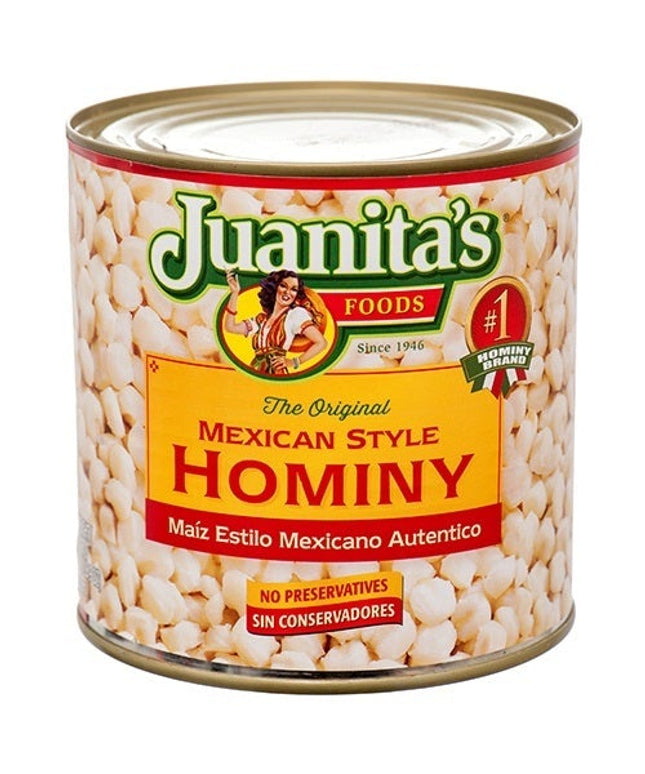 JUANITAS HOMINY MEXICAN STYLE 12/25 OZ.