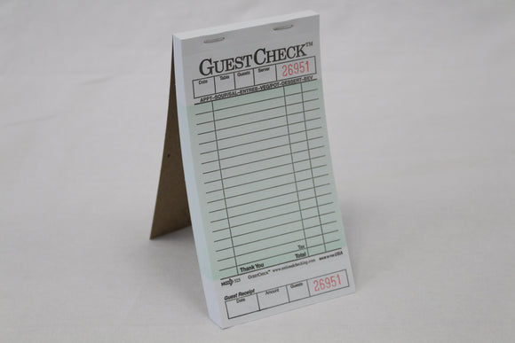 GUEST CHECK SINGLE COPY 3.5 X 6.75 50/2500 PCS.