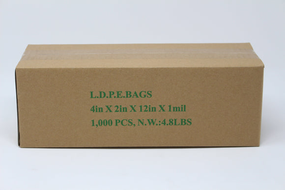 4 X 2 X 12 L.D. CLEAR BAG 1.5 MIL 1000/CS.