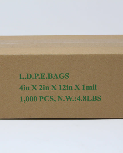 4 X 2 X 12 L.D. CLEAR BAG 1.25 MIL 1000/CS.