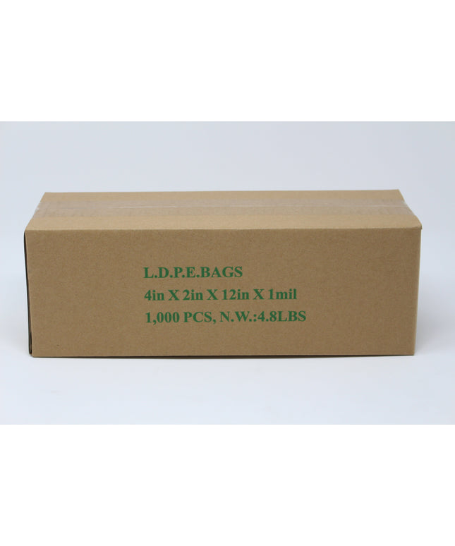 4 X 2 X 12 L.D. CLEAR BAG 1.25 MIL 1000/CS.