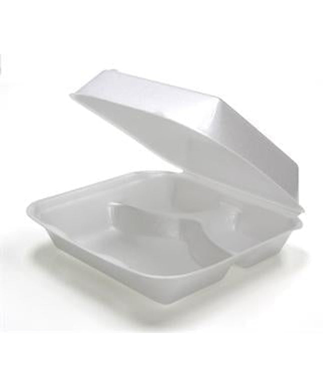 7 INCH CONTAINER FOAM HINGED 3 COMP 200/CS.