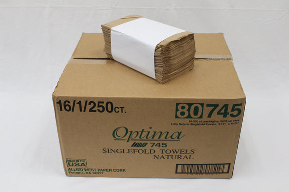 TOWEL SINGLE-FOLD NATURAL INDIVIDUAL 4000/CS.