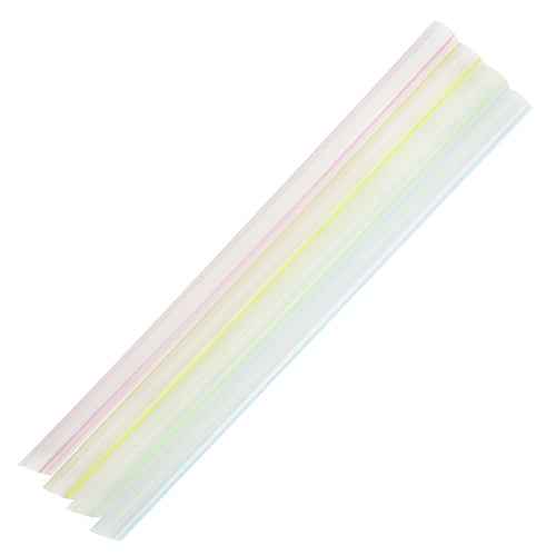 STRAWS PLAST BOBA 9'' DIAGONAL CUT MIXED COLOR  40/40