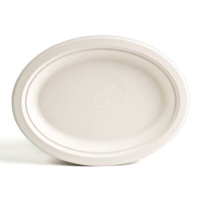 SUGARCANE WHITE OVAL PLATE 7.5